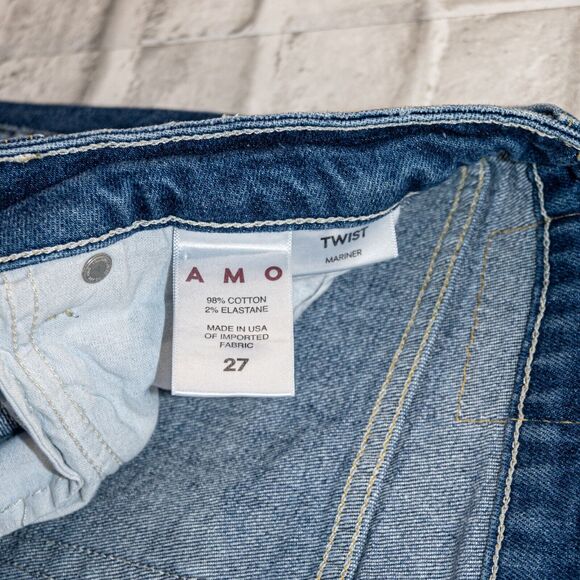 AMO Denim Twist Mariner Cropped skinny Jeans blue wash size 27 - Picture 6 of 10